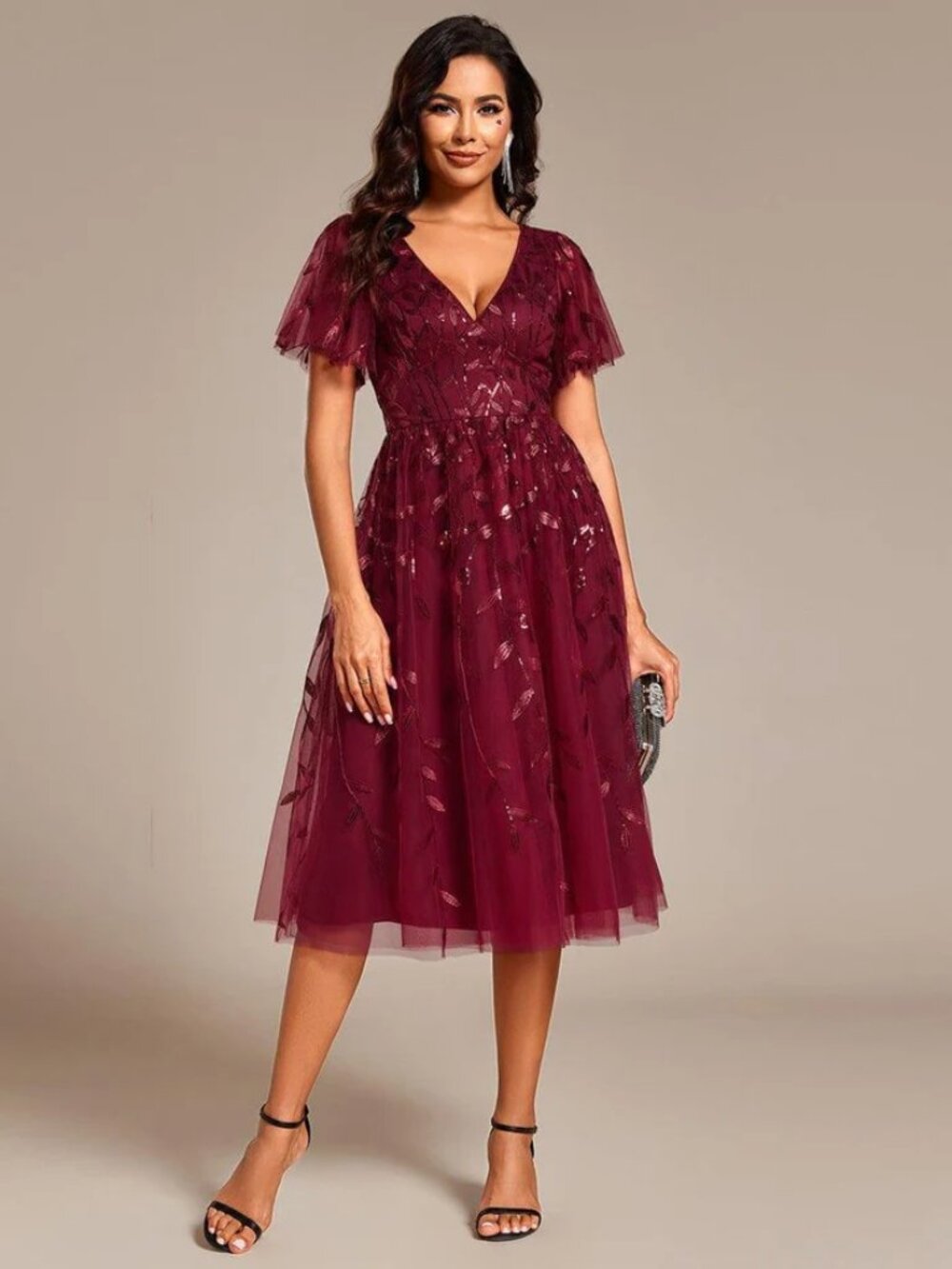 Simone Short Sleeve Tulle Evening Dress Midi size 16 Brand New unopened